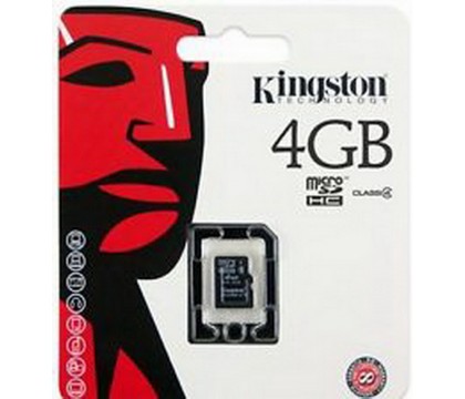  كارت ميمورى كينجستون (Kingston MICRO SD4GB (SDHC) CLASS 4 CARD+ADAPTER SDC4/4GB)