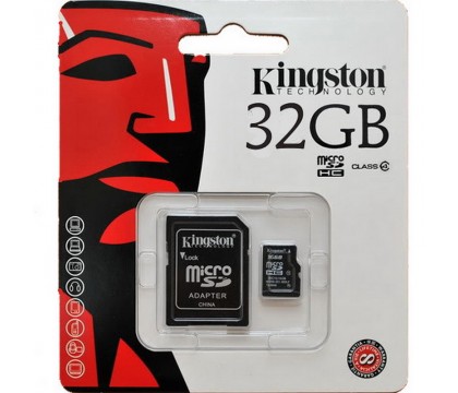  كارت ميمورى كينجستون (Kingston MICRO SD32GB (SDHC) CLASS 4 CARD+ADAPTER SDC4/32GB)