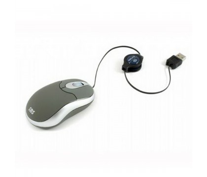 SBS Portable PMR1050G Optical Mini Mouse with Retractable USB Cable