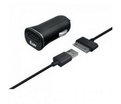 JWIN IAD565BLK USB CAR CHARGER+CHARGE/SYNC CABLE FOR IPAD/IPHONE