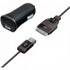 JWIN IAD585BLK WITH DUAL JAC, USB CAR CHARGER + CHARGE/SYNC CABLE
