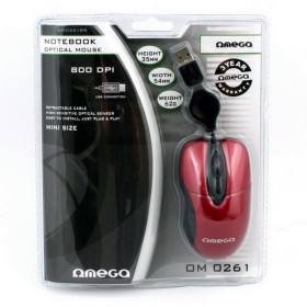 OMEGA MOUSE MINI OM-261 3D 800DPI ROSE/BLACK RETRACTABLE CABLE USB