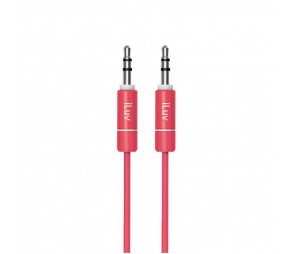 iLuv ICB110RED PREMIUM AUX-IN AUDIO CABLE - 3FT RED