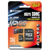 PLATINET 3-in-1 microSD 16GB + CARD READER + ADAPTOR