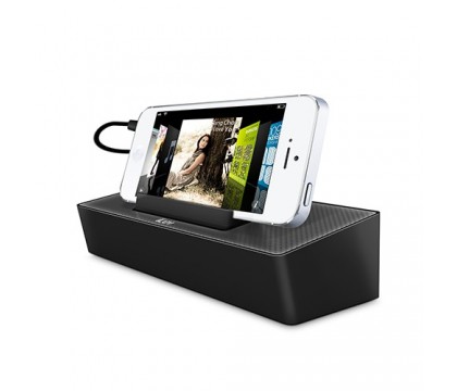 iLuv Modern Box Portable Speaker Stand for most smartphones or small MP3 players-Black